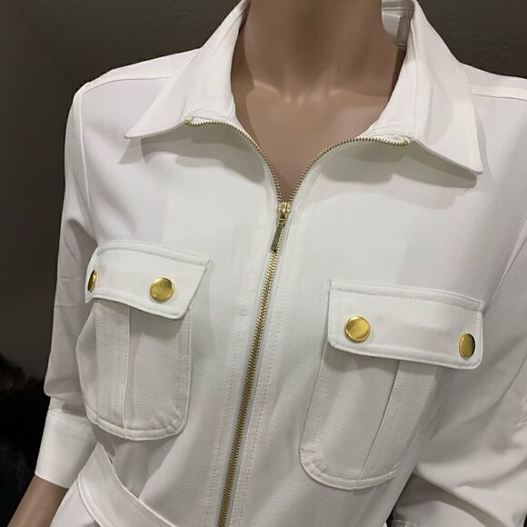 New Zip-Front Shirt Dress with Pockets & Belt - Picture 11 of 13